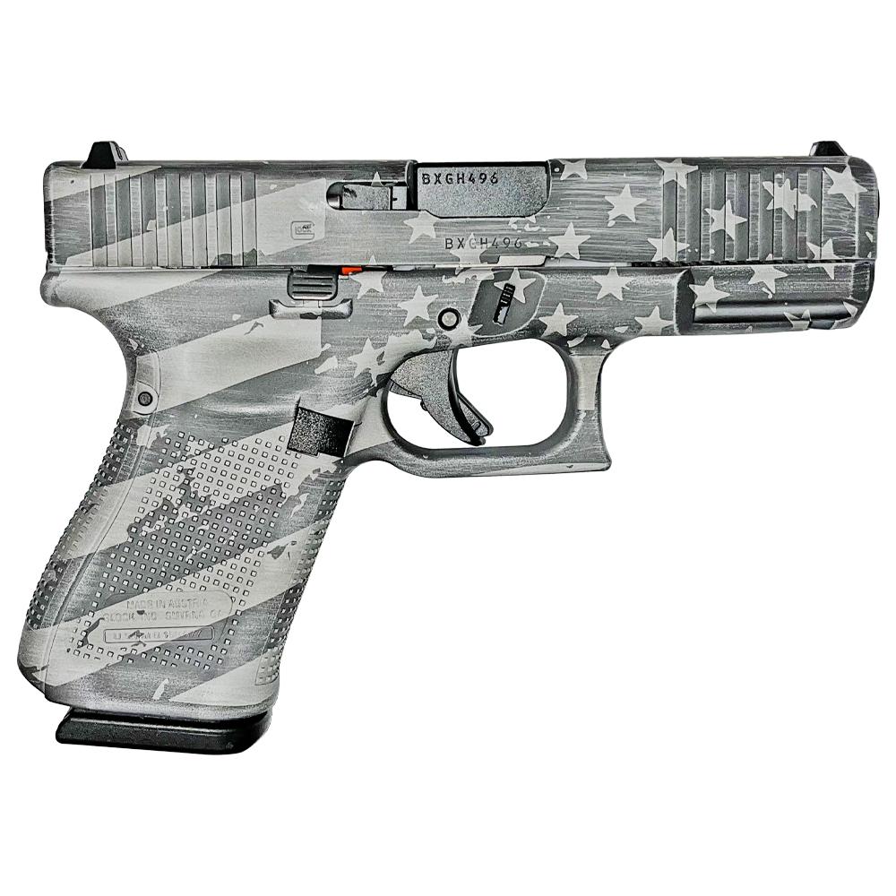 Glock 19 Gen 5 Custom "Distressed Flag - Gray" Handgun 9mm Luger 15/rd Mag-img-1