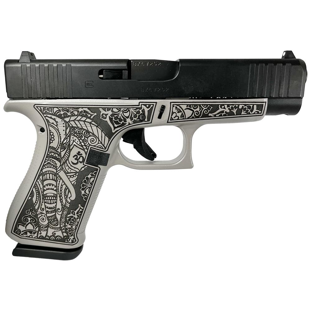 Glock 48 Custom Gray Steel Elephant Engraved Handgun 9mm Luger 10/rd ...