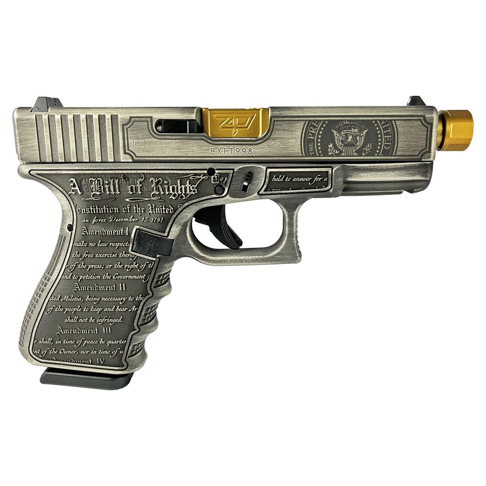 Glock PI1950203 19 Gen 3 Trump 2024 9mm 15rd 4.01" Gold Barrel