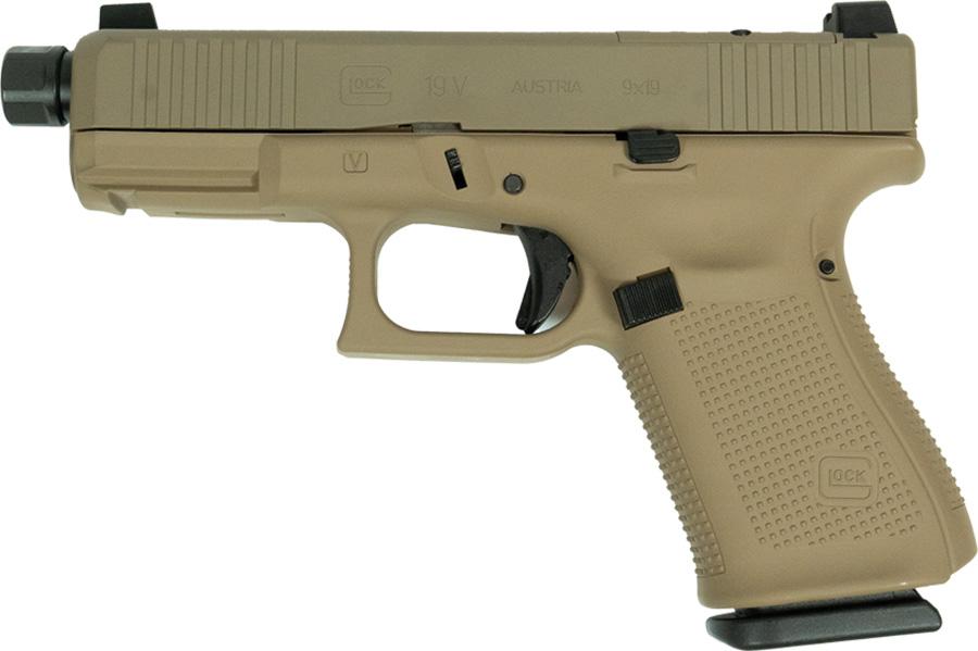 Glock V-Series Model 19 FDE Cerakote Handgun 9mm Luger 15rd Magazines (3) 4.6 Threaded Barrel Austria Made - Glock Inc.