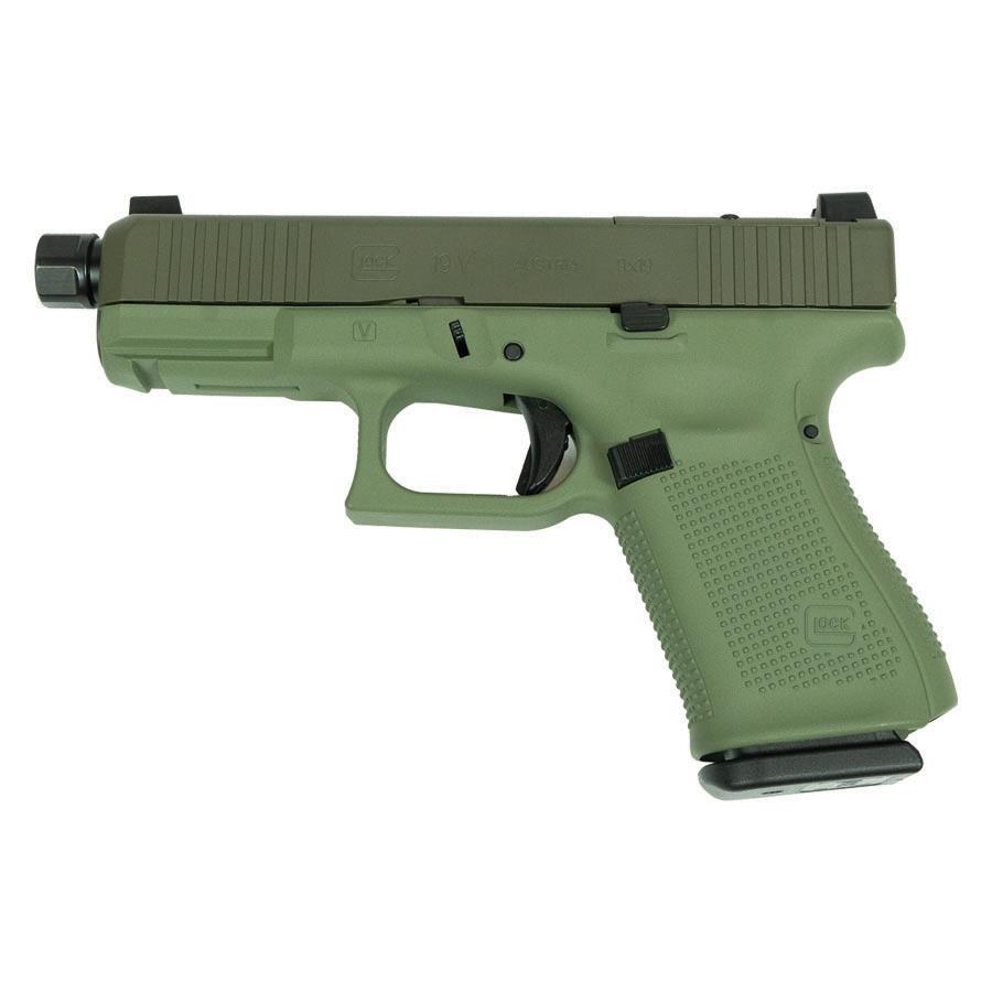 Glock V-Series Model 19 OD Green Cerakote Handgun 9mm Luger 15rd Magazines (3) 4.6 Threaded Barrel Austria Made