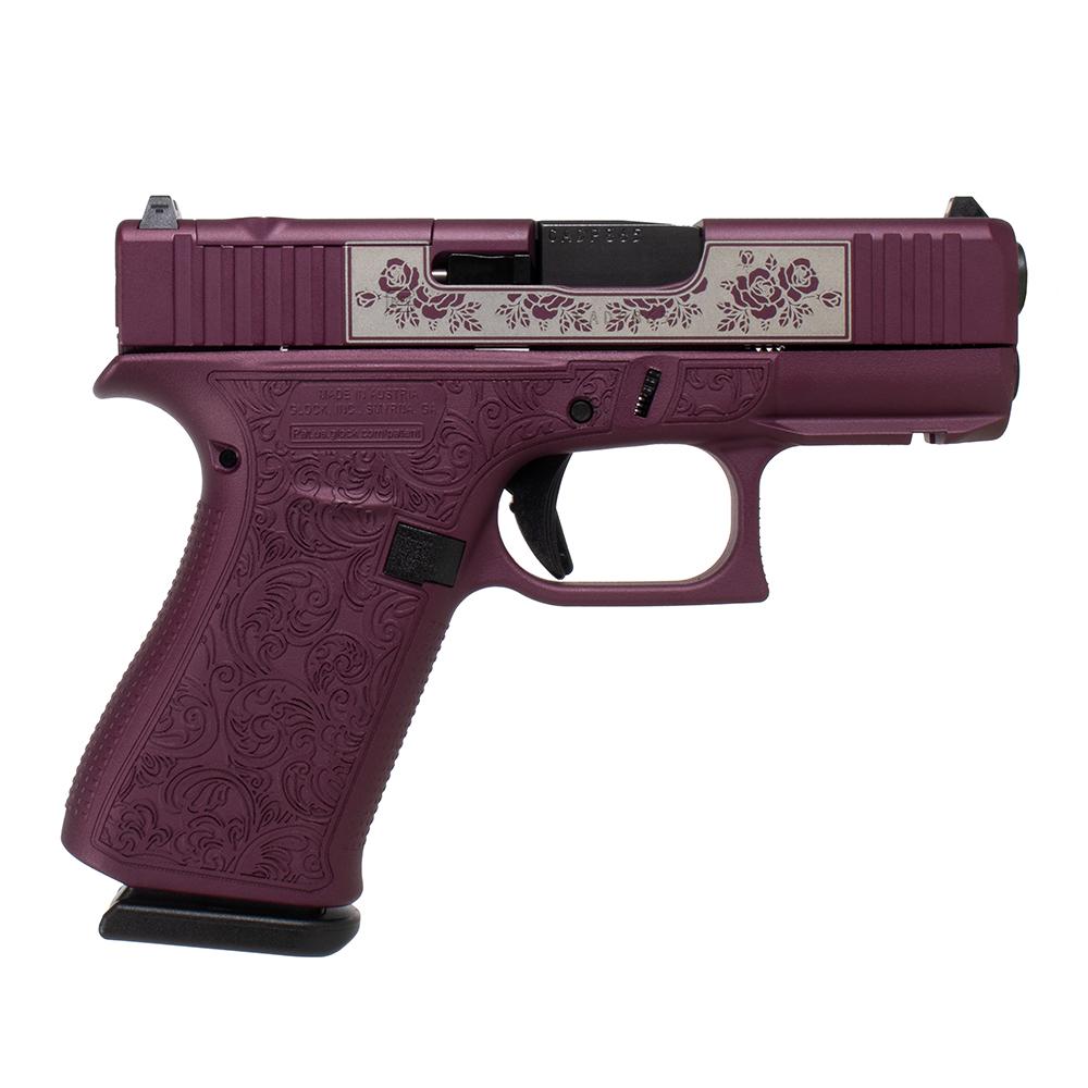 Glock 43x MOS Custom Glock and Roses Full Engraved Black Cherry Frame ...