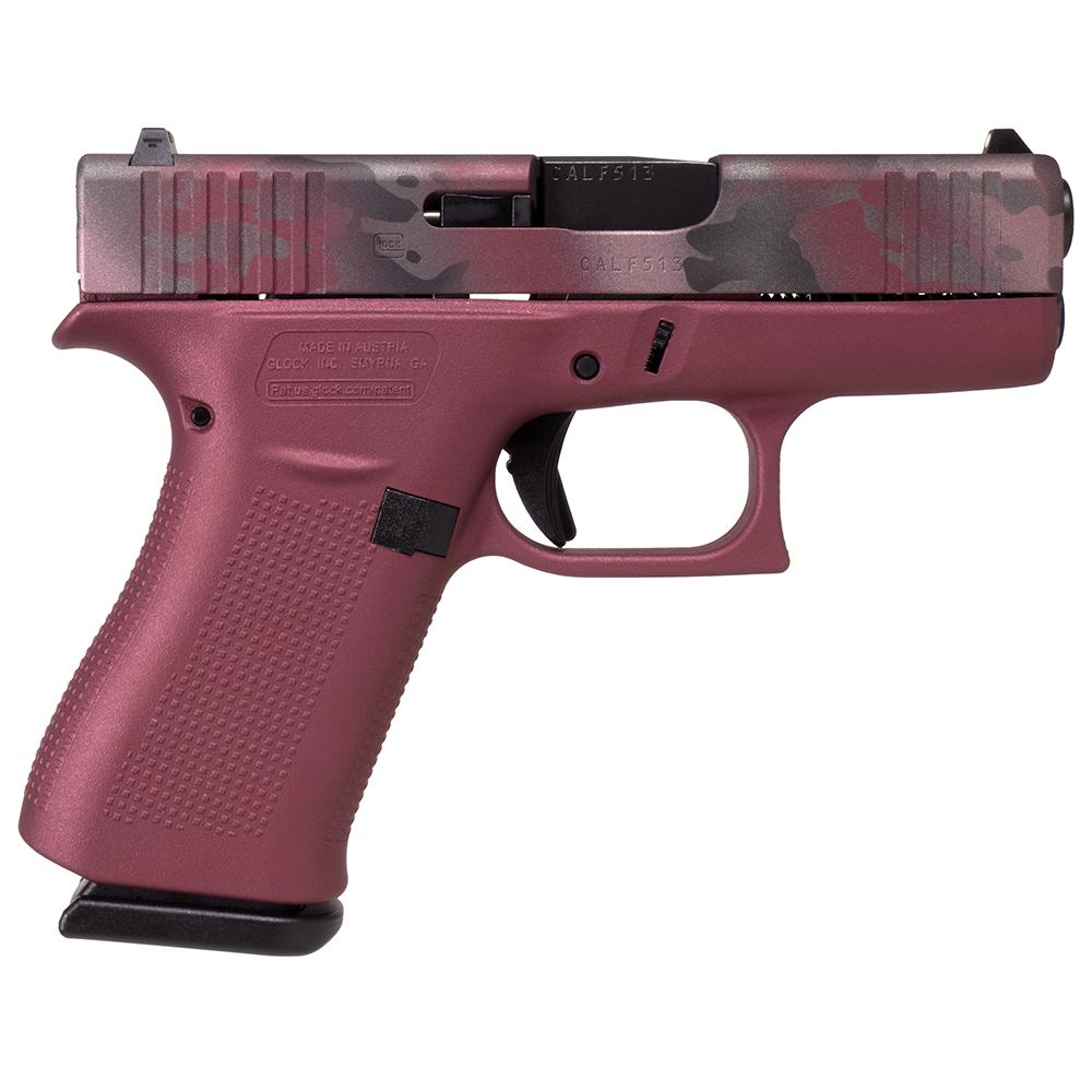 Glock 43X Dark Pink Frame/Camo Slide Handgun 9mm Luger 10/rd Magazines (2)-img-0