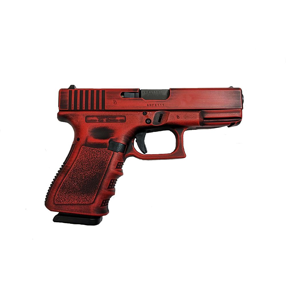 Glock 19 Gen 3 Custom Red Distressed Compact Handgun 9mm Luger 15rd-img-0