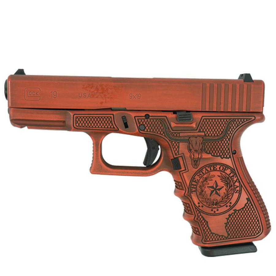 Glock 19 Gen 3 Custom "Texas Orange" Compact Handgun 9mm Luger 15rd Magazines (2) 4.02" Barrel USA