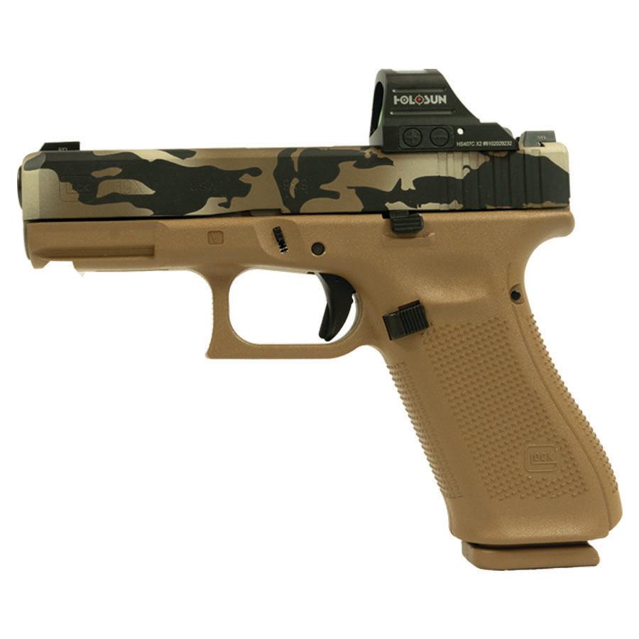 Glock V-Series Model 19x OR Camo Handgun 9mm Luger 17rd Magazines (3) 4.02 Quad Ported Barrel w/Holosun 407C X2
