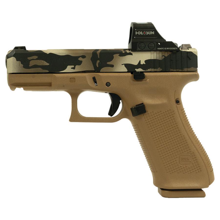 Glock V-Series Model 19x OR Camo Handgun 9mm Luger 17rd Magazines (3) 4.02 Ported Barrel Holosun 407C X2