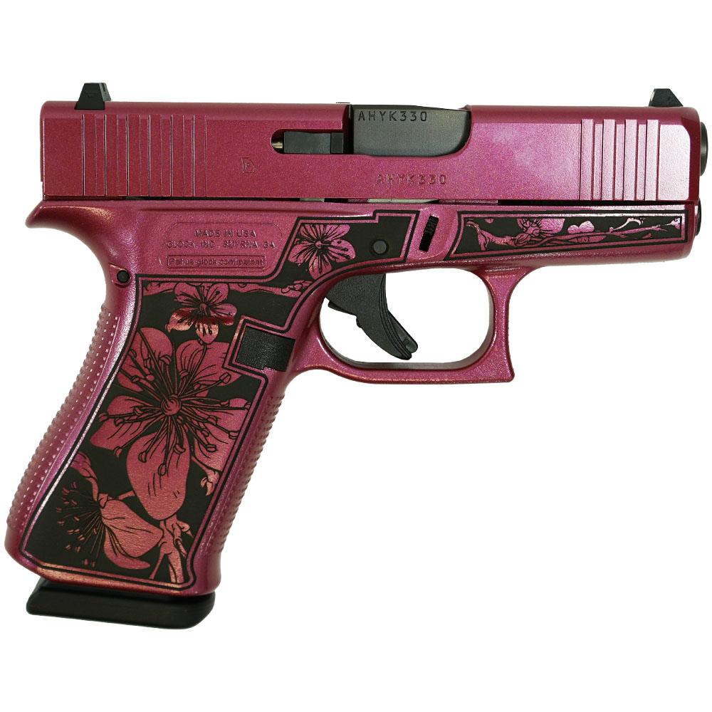 Glock 43x Custom Cherry Blossom Engraved Medusa Pink Subcompact Handgun-img-0