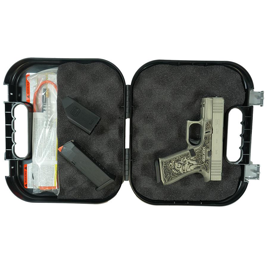 Glock 43x Custom "Bushido Mask" Battleworn Slide Sand Handgun 9mm Luger 10rd Magazines (2) 3.4" Barrel Accessory Rail USA Made