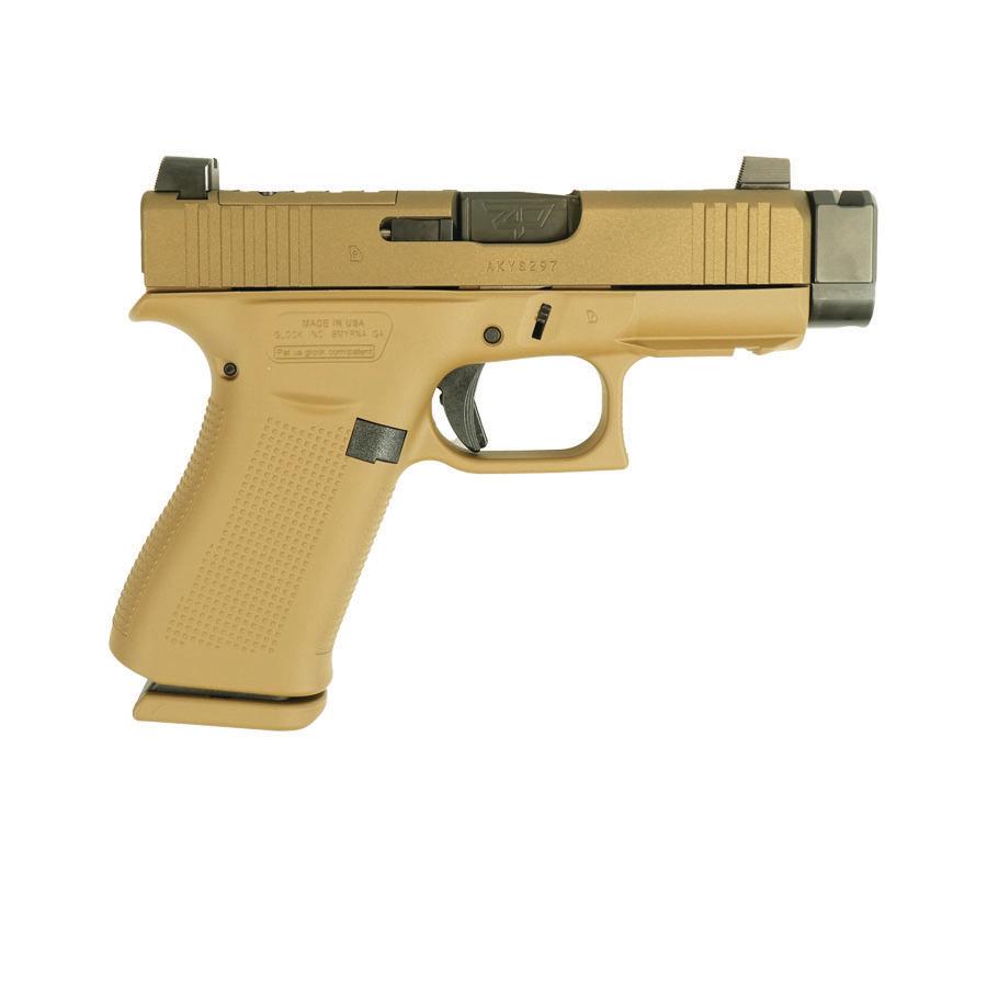 Glock 43X FDE/Custom Stipple Handgun 9mm Luger 10rd Magazines(2) 3.4 Barrel Compensator Accessory Rail USA Made Suppressor High Sights