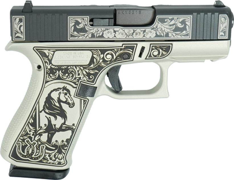 Glock 43X Glock & Horses Black/Gray Handgun 9mm Luger 10rd Magazines(2) 3.4 Barrel Accessory Rail USA Made