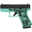 GLOCK 43X 9MM W/FRONT RAILS ENGRVD FRAME ONLY ROBINS EGG BLUE ROSE