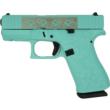 GLOCK 43X 9MM W/FRONT RAILS-ENGRAVED GLOCK & ROSES ROBINS EGG BLUE