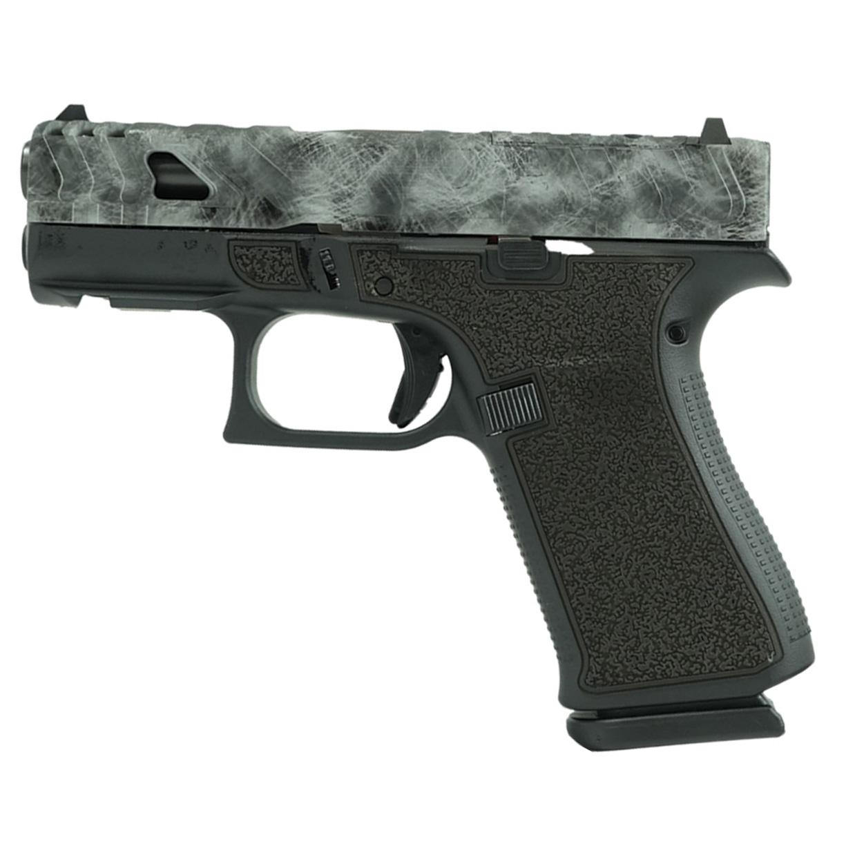 Glock 43x Custom "Static Stipple/Sliver Marble Slide" Handgun 9mm Luger 10rd Magazines (2) 3.4" Barrel Front Rail USA Made