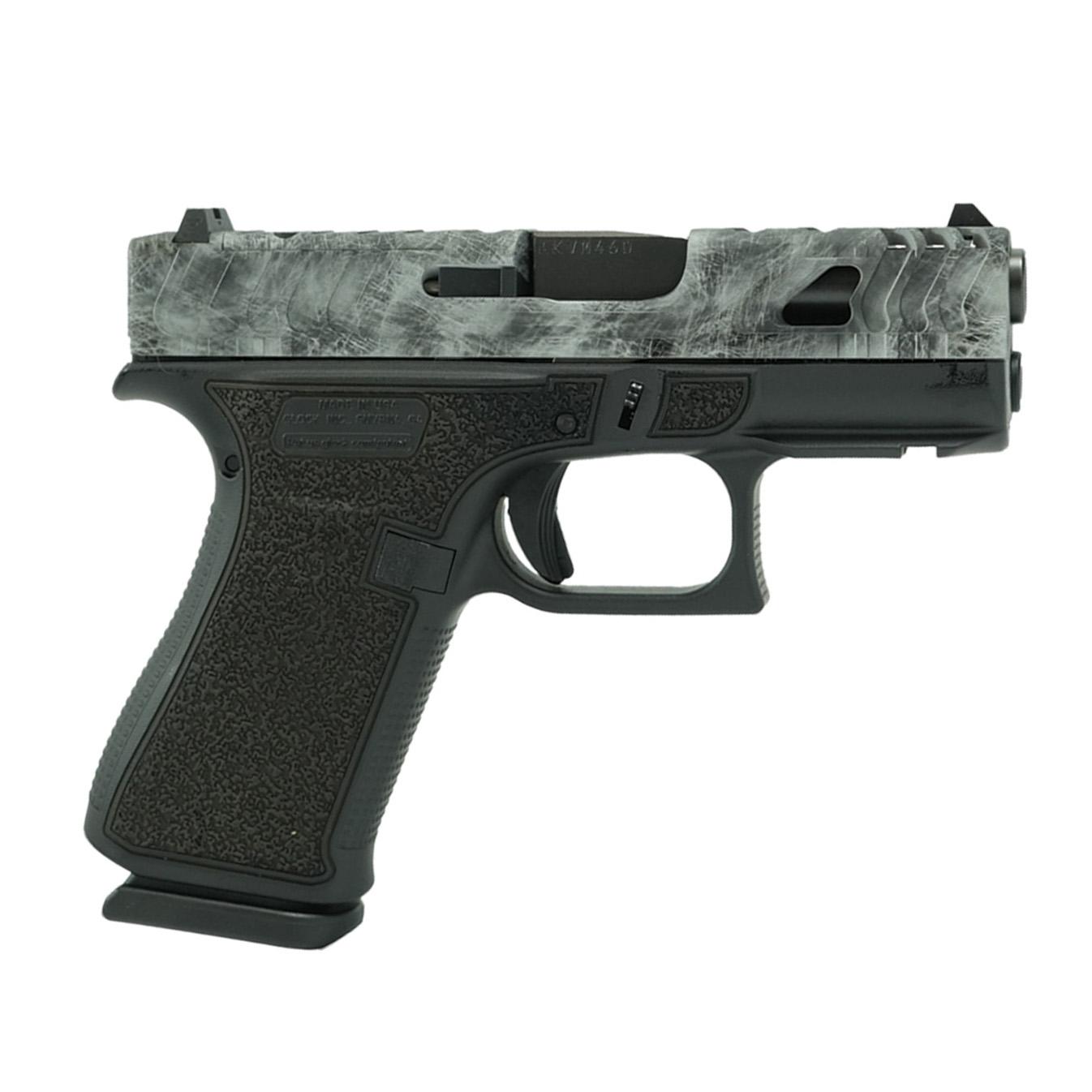 Glock 43x Custom Static Stipple/Sliver Marble Slide Handgun 9mm Luger 10rd Magazines (2) 3.4 Barrel Front Rail USA Made - Glock - 9mm Luger for sale at TheGunDock