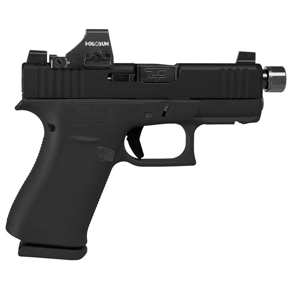 Glock 43X Custom Hux Puppy Black Handgun 9mm Luger 10rd Magazines (1) 3.9 Threaded Black Barrel Holosun 407K