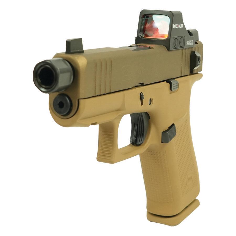 Glock 43X Custom "Shark Puppy" FDE Handgun 9mm Luger 10rd Magazines (1) 3.9" Threaded Black Barrel Holosun 407K
