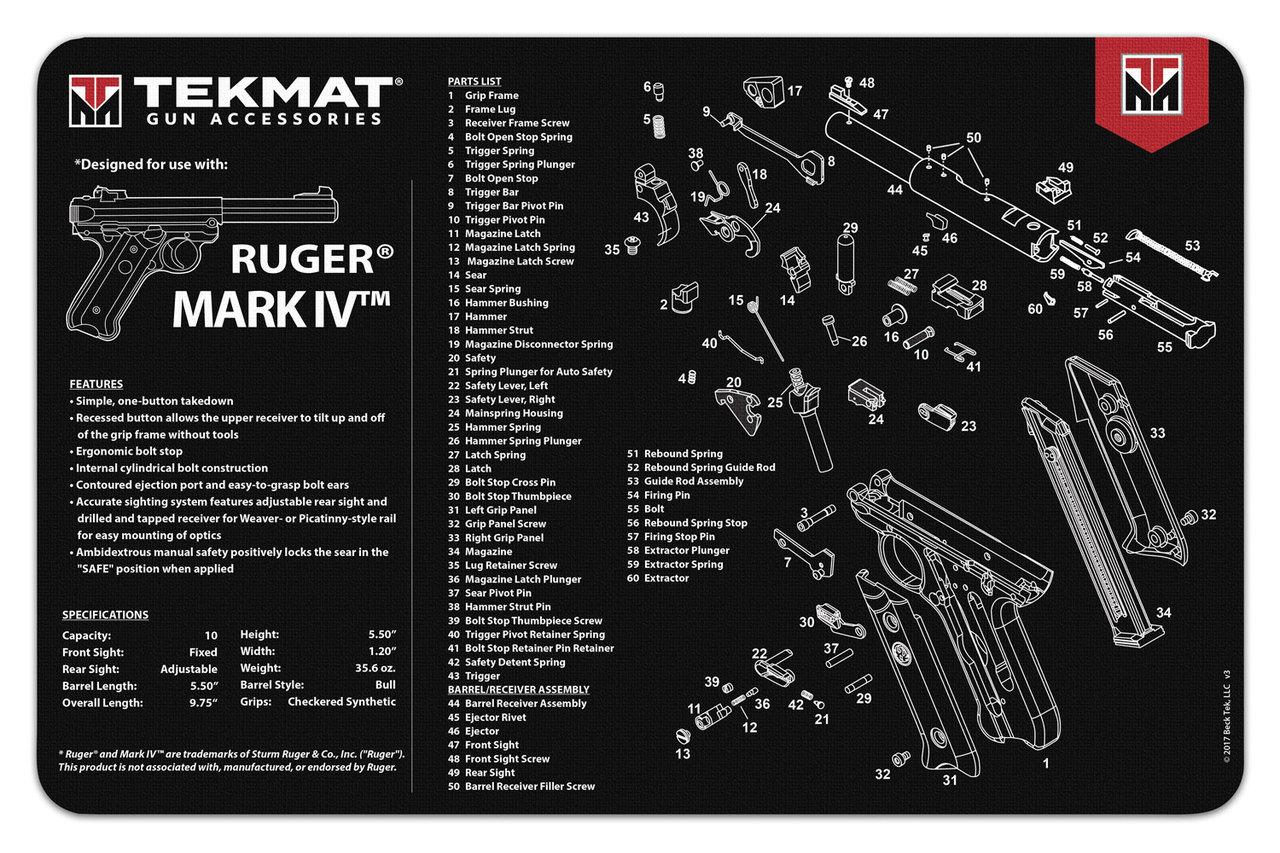 TekMat Ruger Mark IV 17x11 Pistol Mat: Thermoplastic Surface, Neoprene-img-0