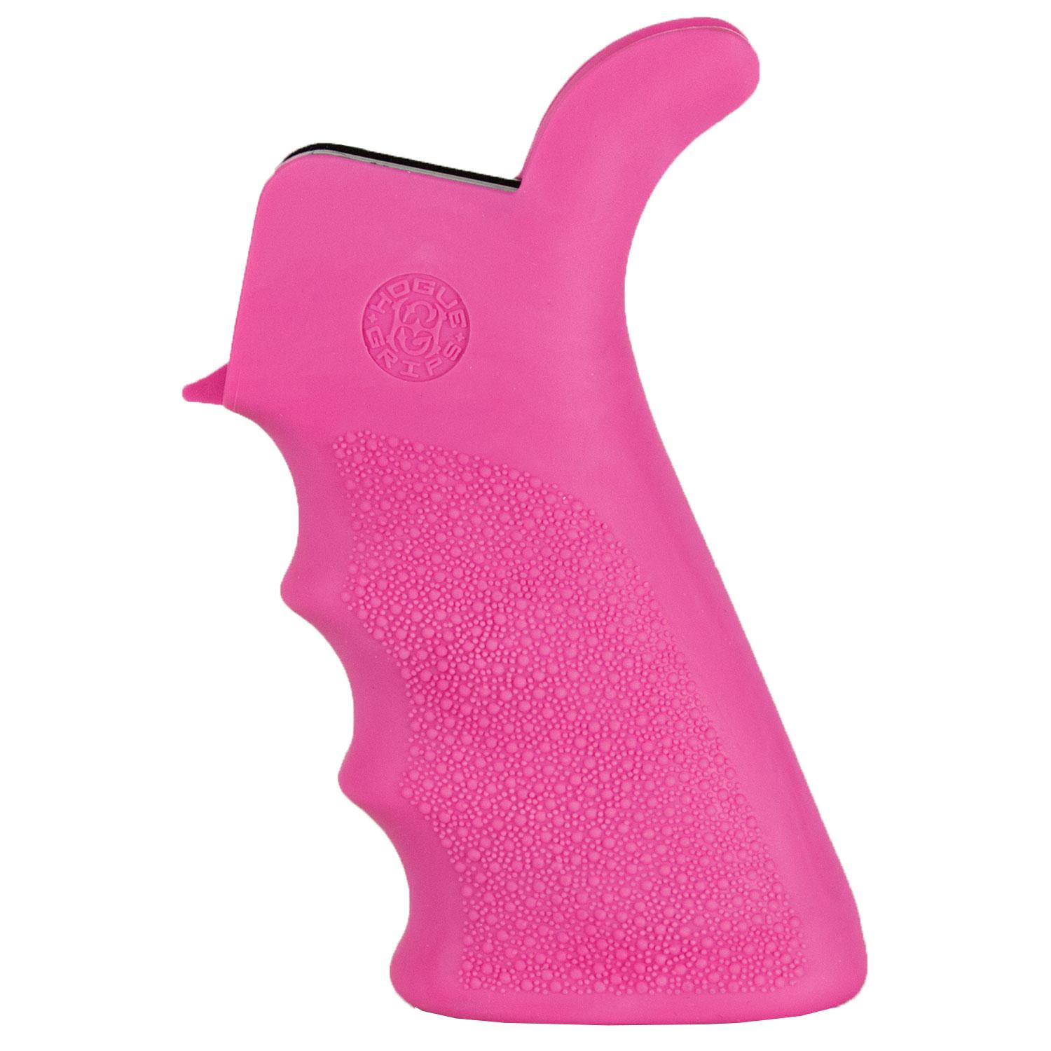 Hogue 15027 AR-15/M-16 Rubber Beavertail Grip with Finger Grooves Pink