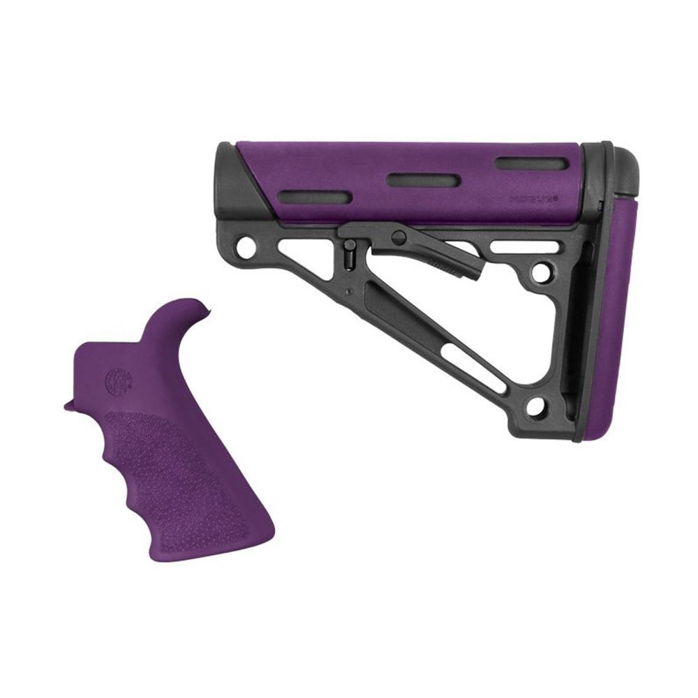 Hogue 15656 AR15/M16 Kit Beavertail Grip OverMolded Collapsible Purple