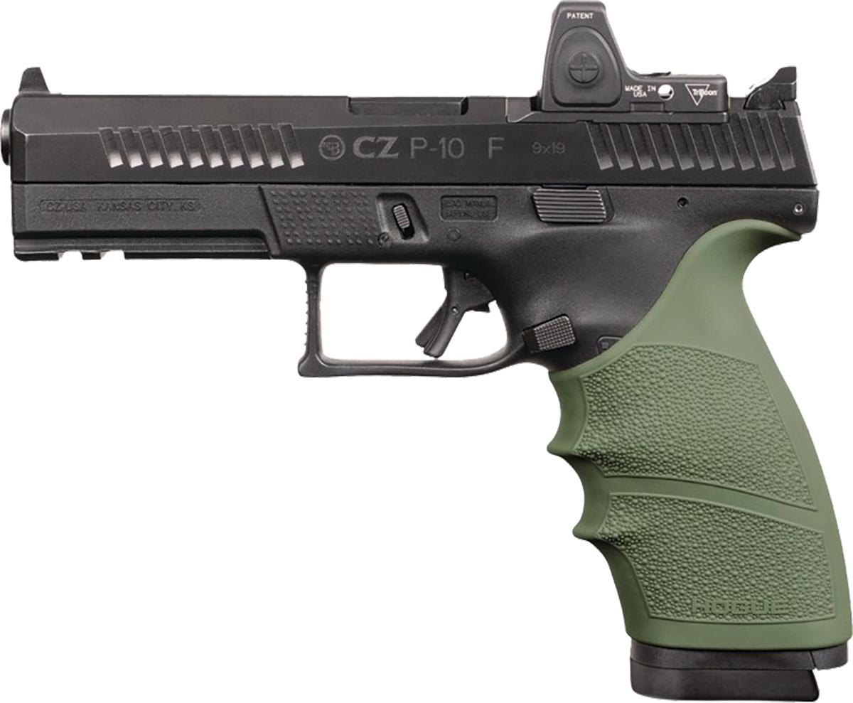 Hogue HandAll Beavertail Grip Sleeve CZ P-10 Full Size 9mm - OD Green-img-1