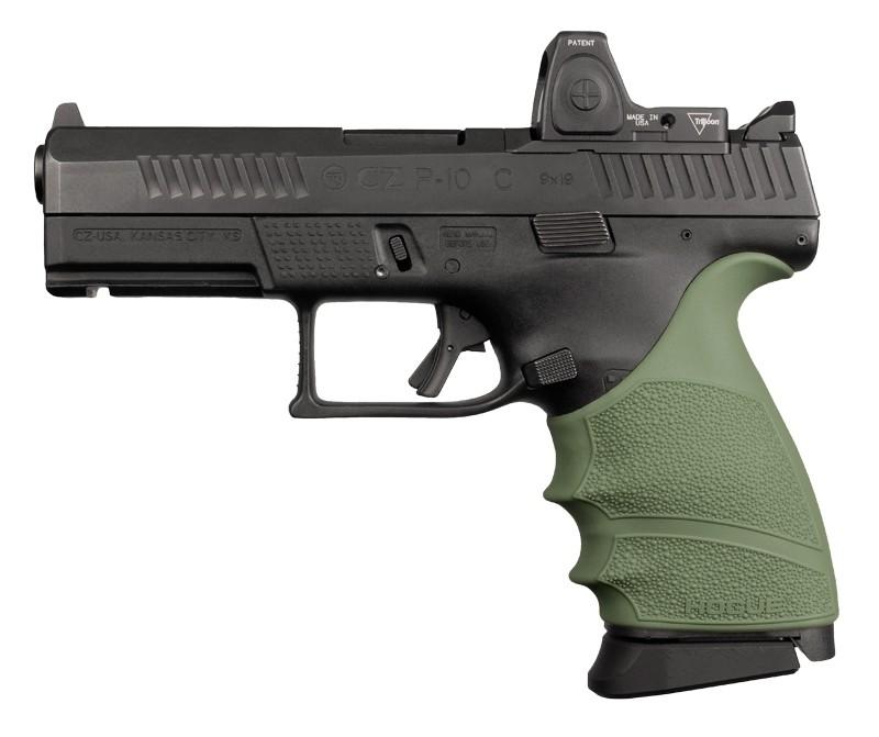 Hogue HandAll Beavertail Grip Sleeve CZ P-10 Compact 9mm - OD Green-img-1