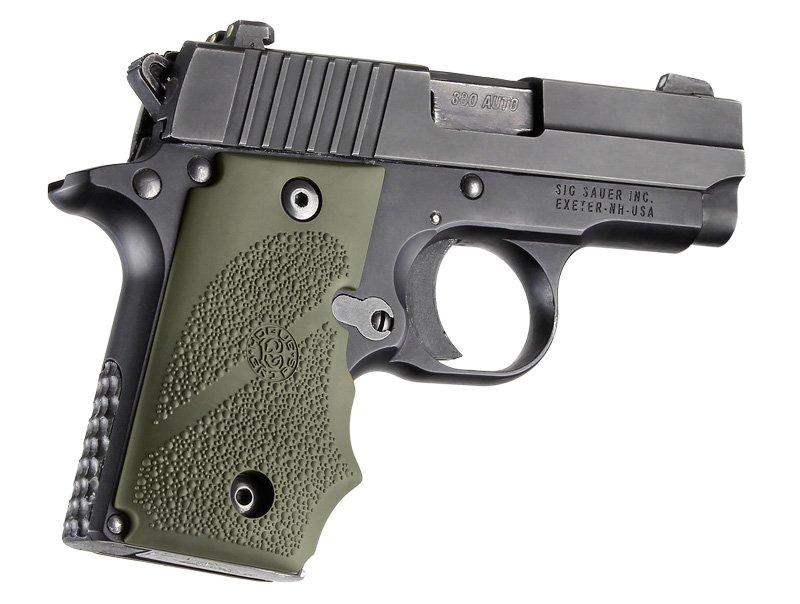 Hogue Sig P238 Grips Rubber w/Finger Grooves Olive Drab Green 38001