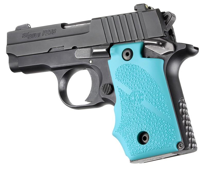 Hogue Rubber Grip with Finger Grooves for SIG Sauer P238 - Aqua-img-1