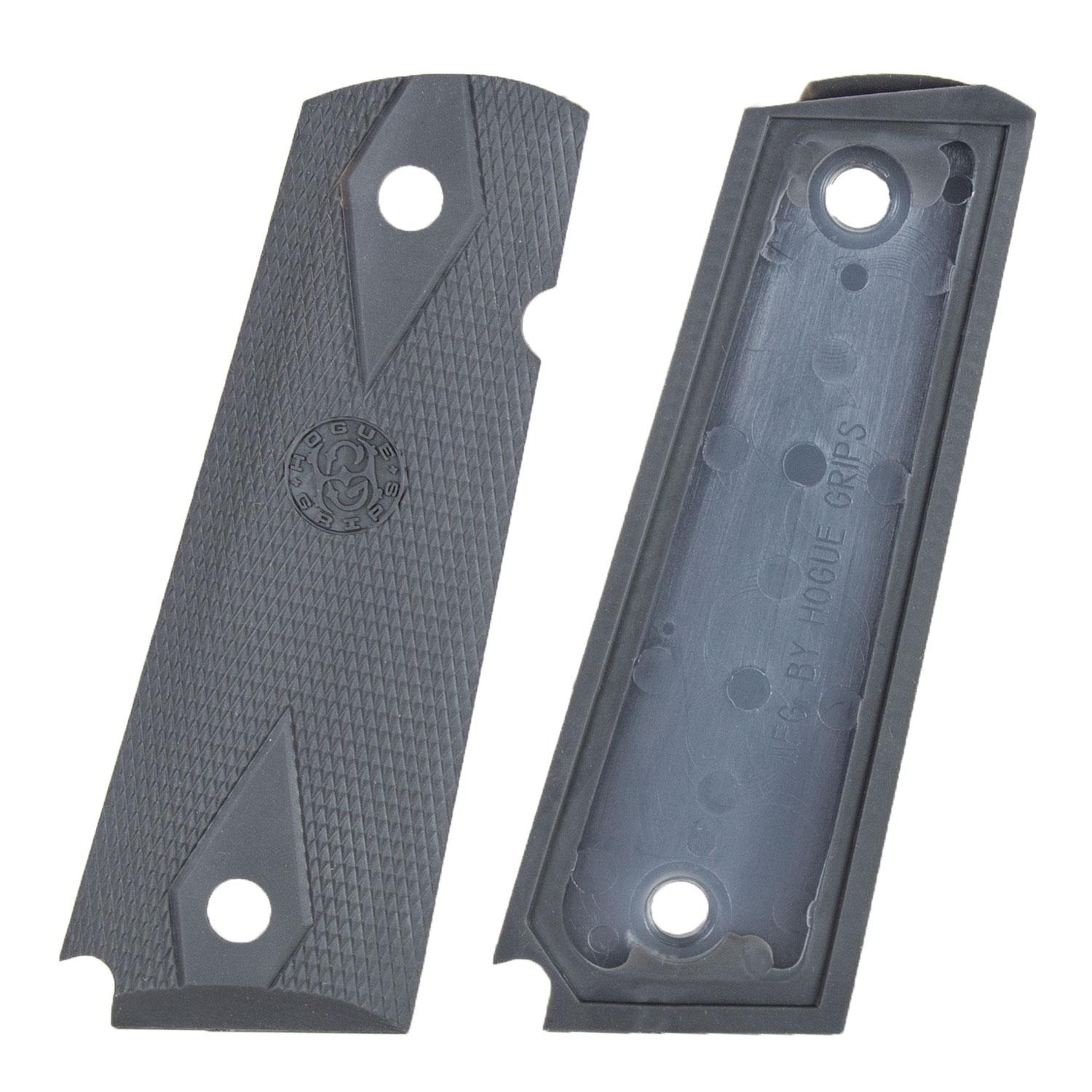 Hogue Colt Government Grips .45 1911 Rubber Panels Checkered - Pewter-img-1