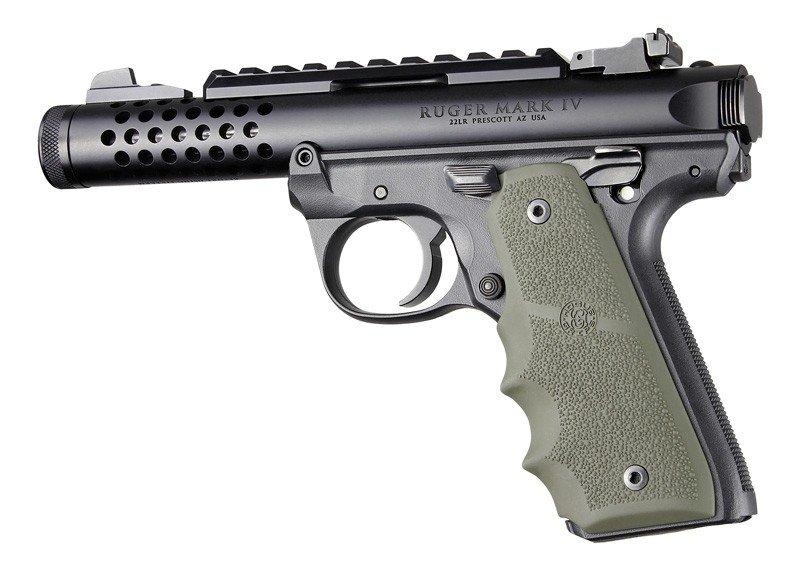 Hogue 79081 Ruger 22/45 MKIV Rubber Grips with Finger Grooves OD Green