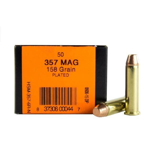 HSM 357-6R-N 357 Mag 158gr Lead Plated Flat Point 50rd Ammo