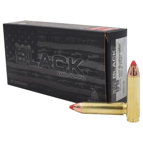 Hornady 450 Bushmaster 250gr FTX Black – Proven 450 Bushmaster Range and Hunting Ammo, 2200 fps, 20 Rounds