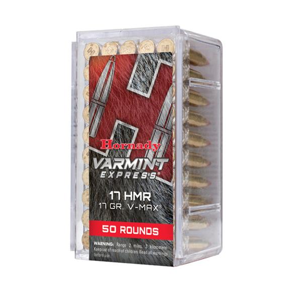 Hornady 17 HMR 17gr V-MAX – Proven 17 HMR Rimfire Varmint Ammo, 2550 fps, 50 Rounds