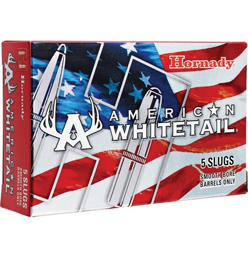 Hornady American Whitetail Shotshell Ammunition 12 ga 1600 fps 1 oz Rifled Slug 5/ct