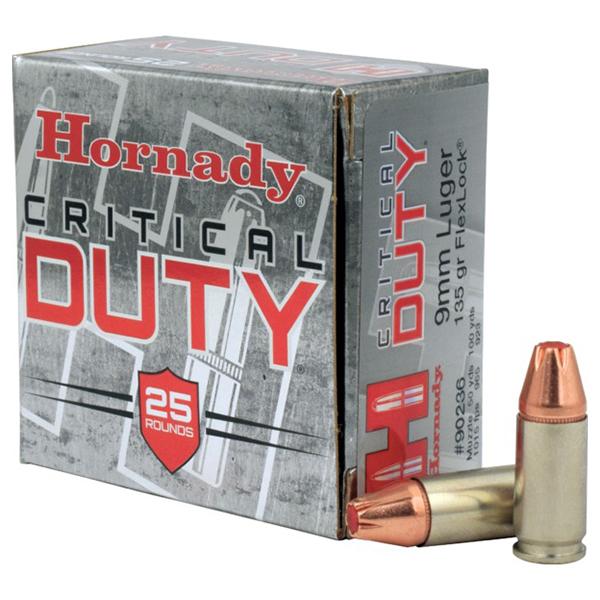 Hornady 9mm 135gr FlexLock – Proven 9mm Luger Duty & Defense Ammo, 1010 fps, 25 Rounds