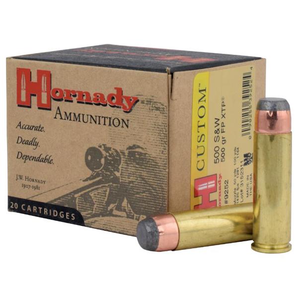 Hornady 500 S&W 500gr FP-XTP – Proven .500 S&W Magnum Big Game Handgun Ammo, 1300 fps, 20 Rounds