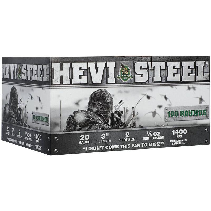 HEVI-Shot HEVI-Steel Shotshells 20ga 3 7/8oz 1400 fps #2 100/ct