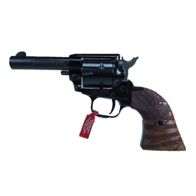 Heritage Mfg Rough Rider Barkeep 22LR: 3" Black Oxide Barrel, 1776 Flag Wood Grip, 6-Round Capacity, Single Action Revolver with Manual Safety