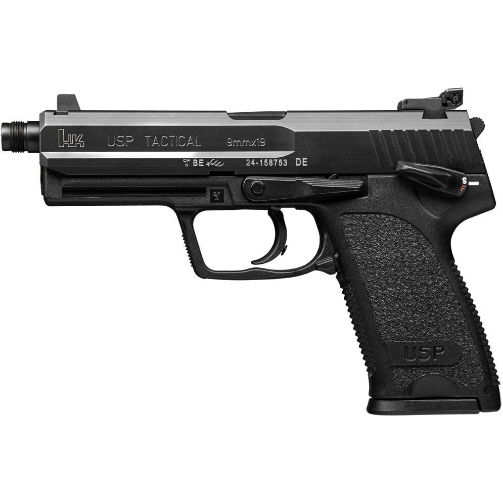 Heckler & Koch H&K USP9 Tactical Handgun 9mm Luger 10rd Magazines(2) 4.86" Threaded Barrel V1 DA/SA Decocking Lever