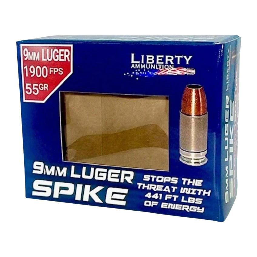 Liberty SPIKE 2.0 Handgun Ammunition 9mm Luger 55gr Solid 1900 fps 20/ct