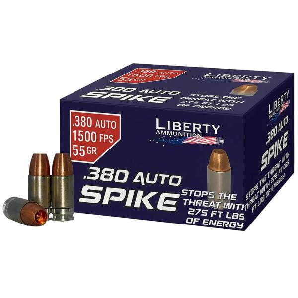 Liberty Spike Handgun Ammunition .380 Auto 55gr HP 1500 fps 20/ct