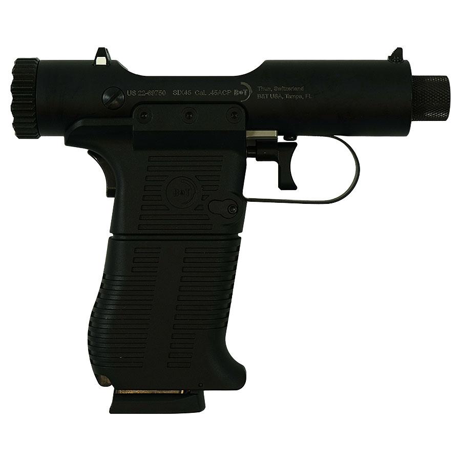 B&T Six45 Bolt Action Handgun .45 ACP 8rd Magazine 3.5" Barrel Black Suppr-img-1