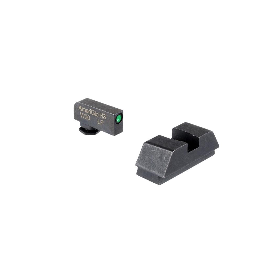 Ameriglo Optics Compatible Tritium Handgun Sight Set for Glock Flat Black .295? Rear 1L Tall Green with Black…