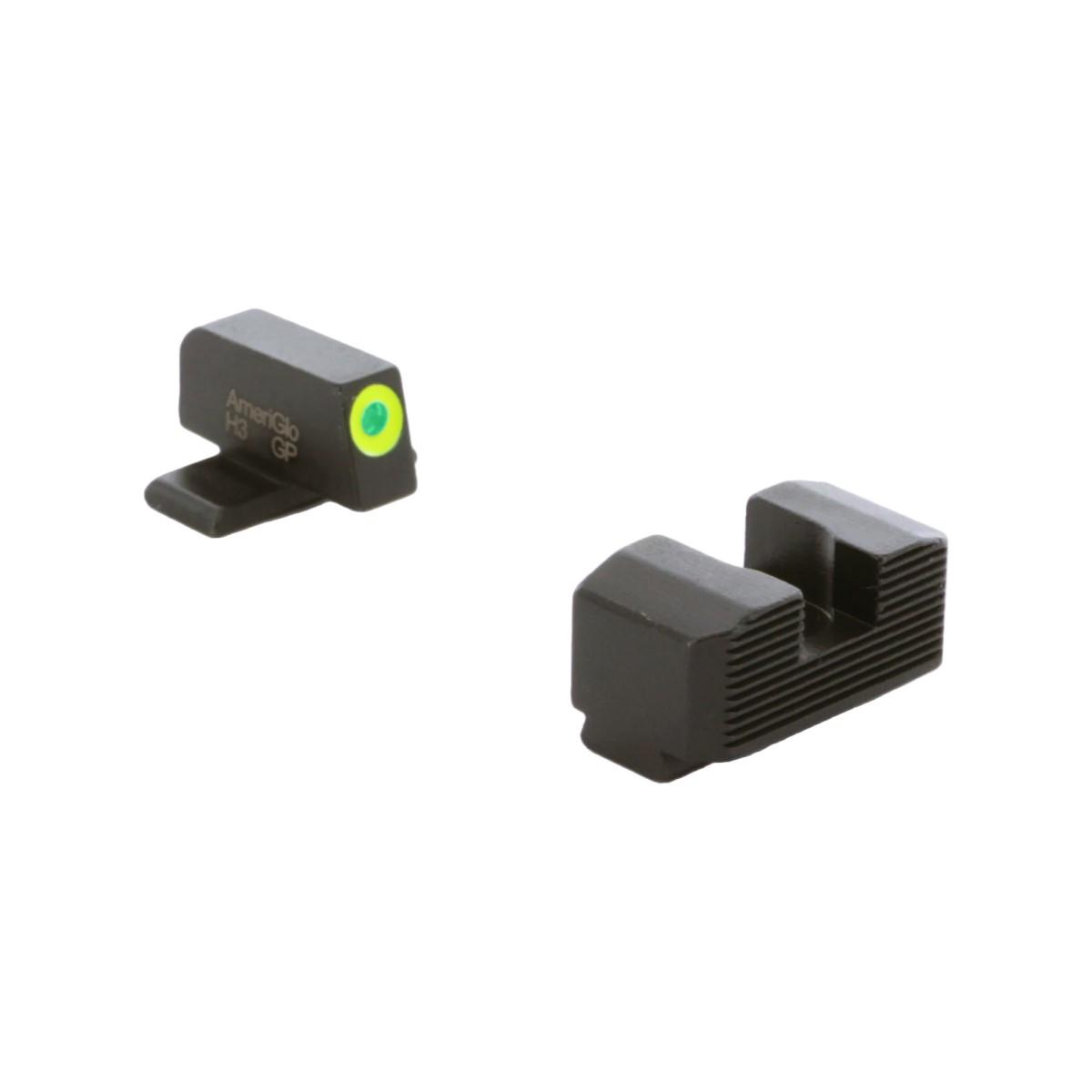 Ameriglo SA-534 Tritium LumiGreen Front Black Serrated Rear Sights Hellcat OSP
