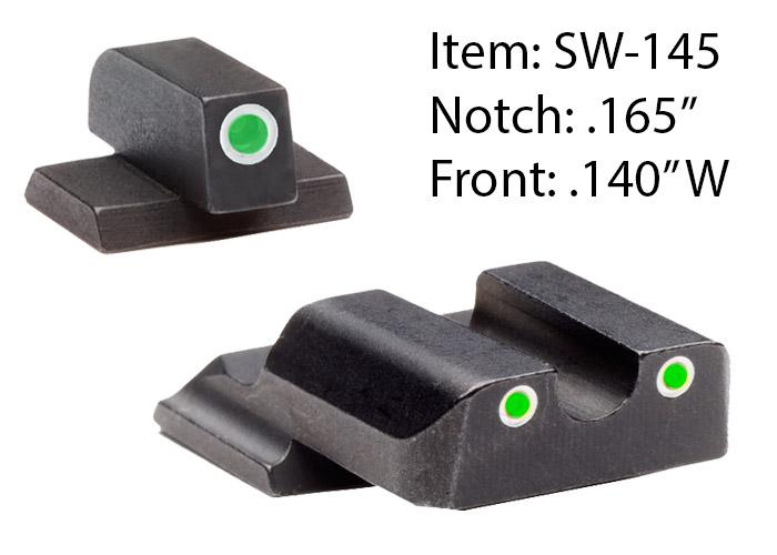 Ameriglo Classic Style Night Sight Set for S&W M&P Shield / Front Tritium - Green / Front Outline - White / Rear…