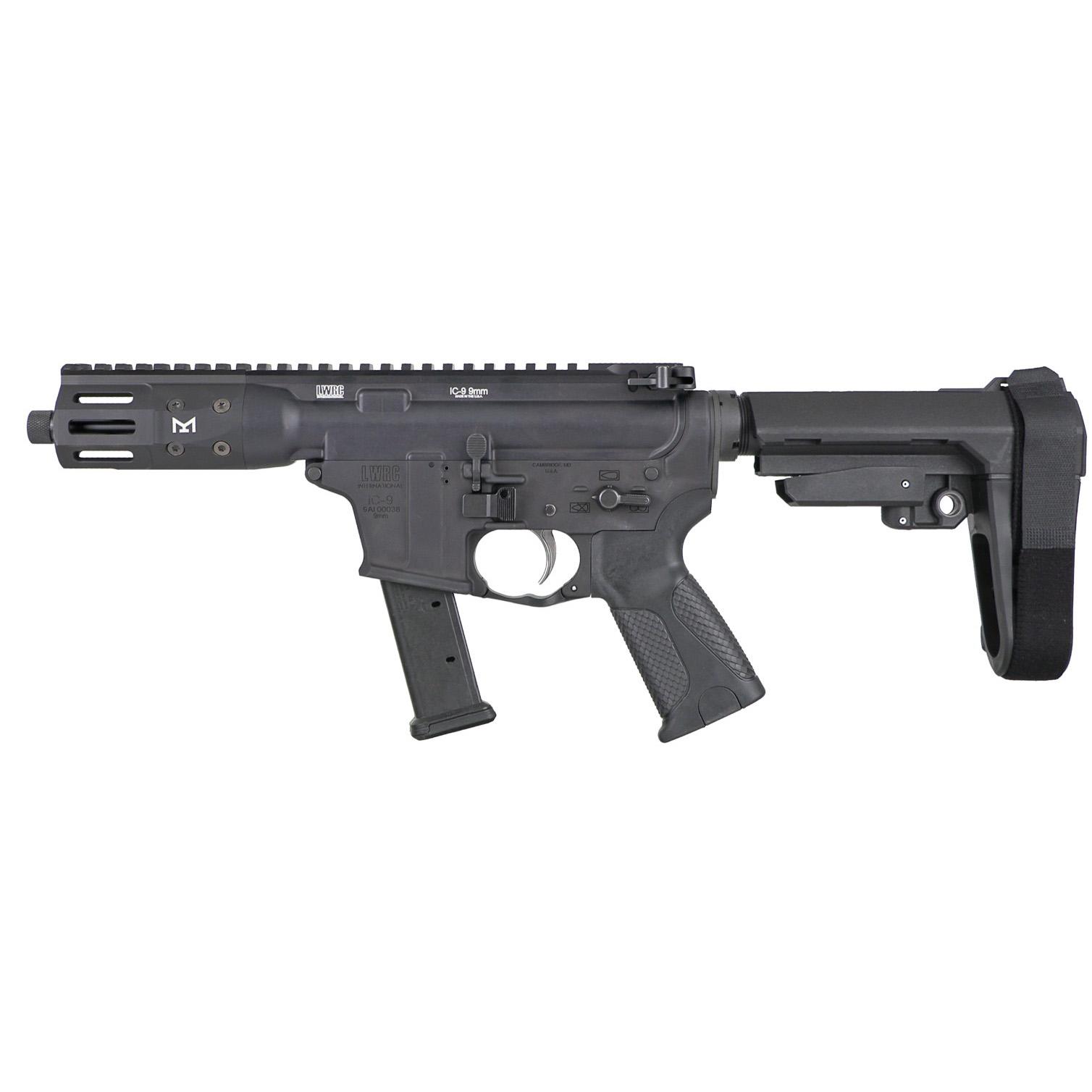 LWRC IC-9 Pistol 9MM Luger 31RD Magazine 5.6'' Barrel Black W/SBA3 Brace