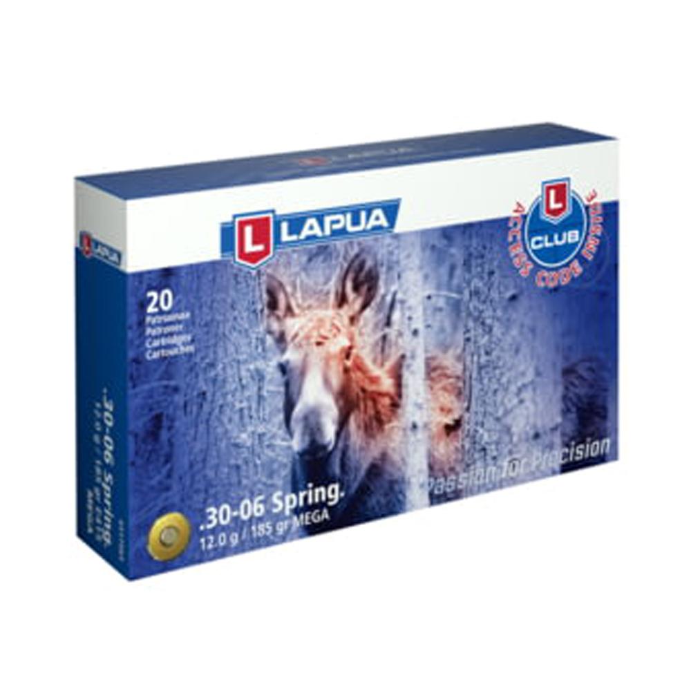 Lapua Mega 185 Grain .30-06 Springfield Soft Point Brass Cased Centerfire Rifle Ammo - 20 Rounds