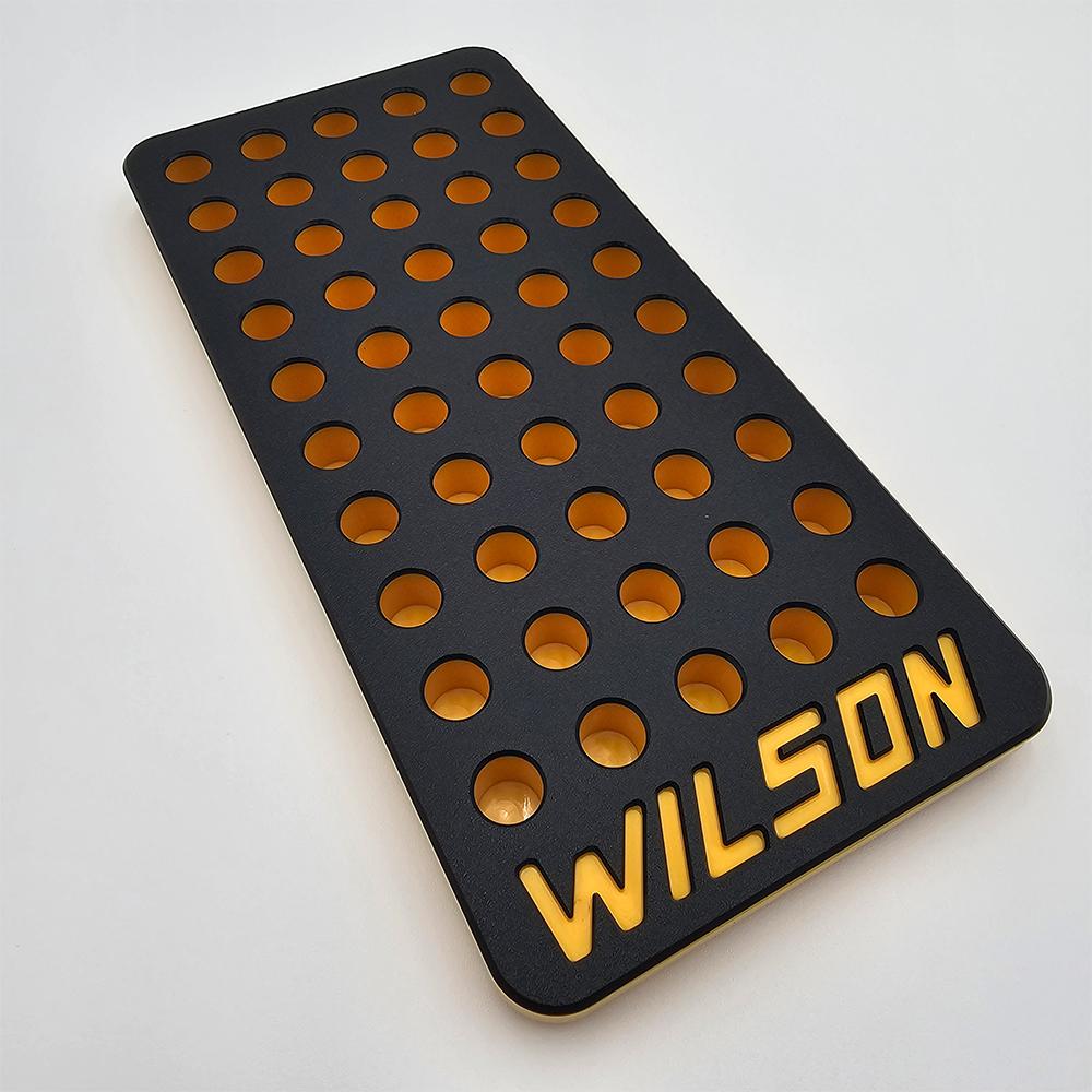 L.E. Wilson W50-PBY38 Reloading Tray, 50-Hole, Black/Yellow, .380 Caliber
