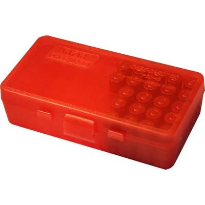 MTM Flip Top Ammo Box 380 ACP 50 Rounds Clear Red-img-1