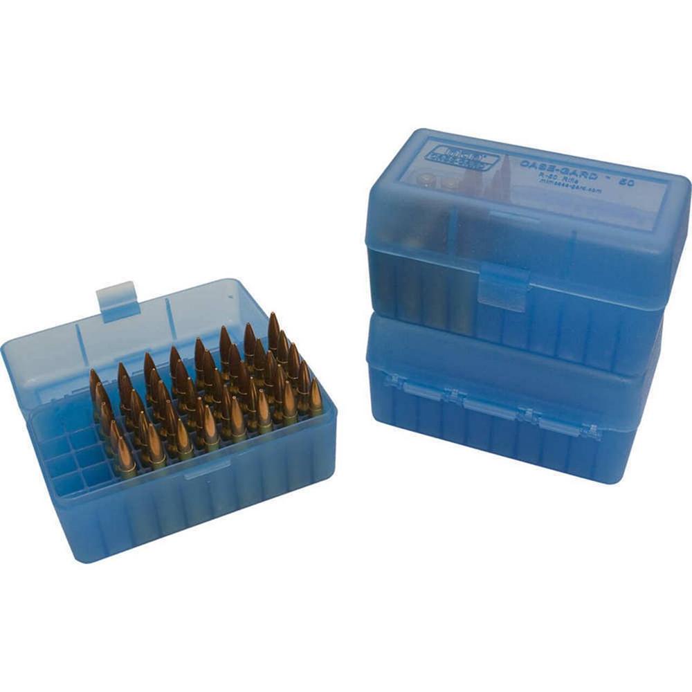 MTM Flip Top Ammo Box For .243 Win/.308 Win/.220 Swift 50Rd Clear Blue